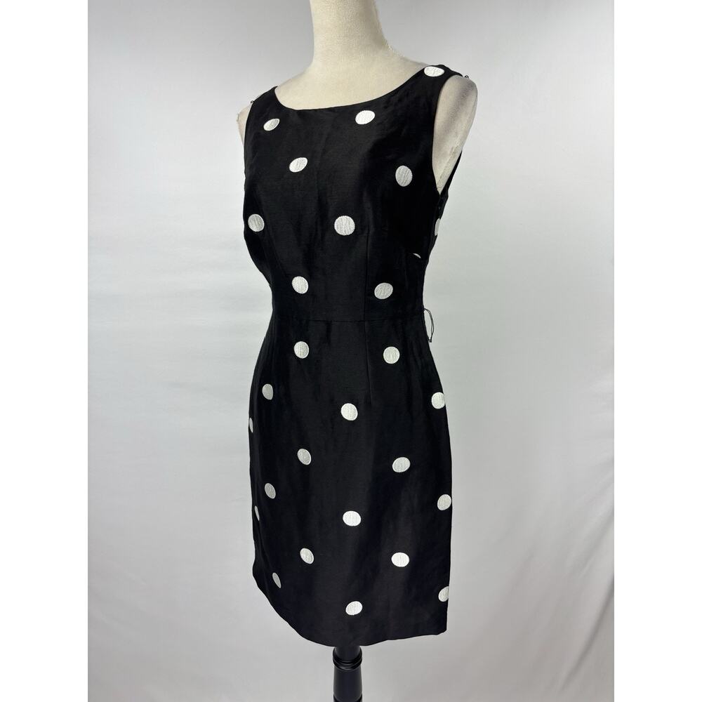 Coast Bloomingdales Mollina Spot Shift Dress Black White Polka Dots 4 Linen Silk